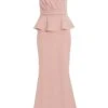 Nude Wrap Peplum Maxi Dress