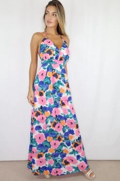 Blue Chiffon Maxi Dress -Glamourista 00100020965 XS