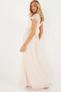 Nude Lace Sweetheart Maxi Dress -Glamourista 00100023121 XB