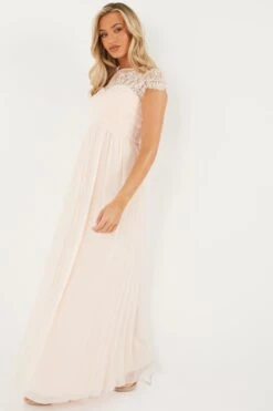 Nude Lace Sweetheart Maxi Dress -Glamourista 00100023121 XS