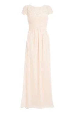 Nude Lace Sweetheart Maxi Dress