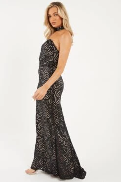 Black Lace Fishtail Maxi Dress -Glamourista 00100026146 XS
