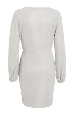 Silver Ruched Bodycon Dress 10 Silver Ruched Bodycon Dress -Glamourista 00100028359 ZB
