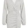 Silver Ruched Bodycon Dress