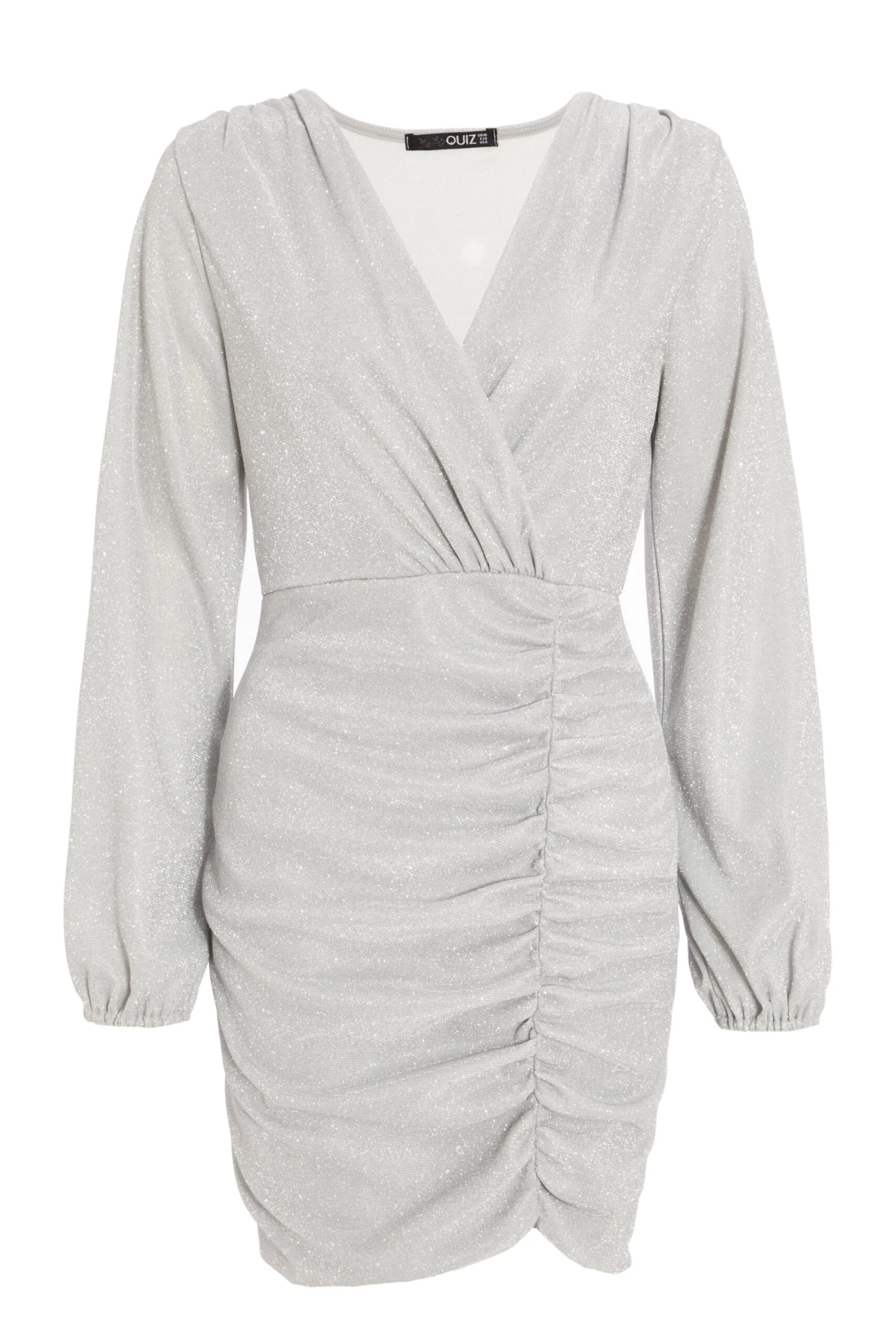 Silver Ruched Bodycon Dress 1 Silver Ruched Bodycon Dress