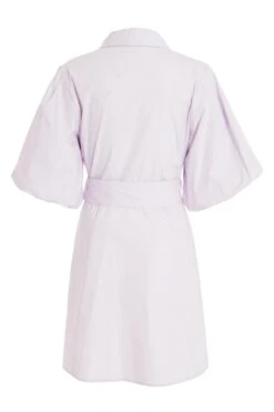 Lilac Puff Sleeve Shirt Dress -Glamourista 00100029340 ZB