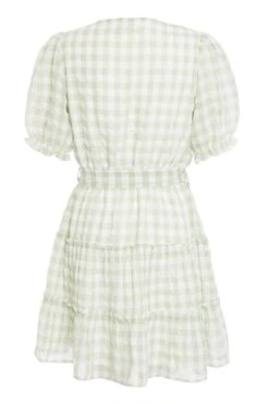 Sage Gingham Wrap Skater Dress -Glamourista 00100029429 ZB