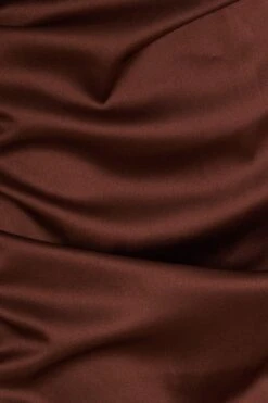 Brown Satin Bardot Bodycon Dress 11 Brown Satin Bardot Bodycon Dress -Glamourista 00100031765 ZS
