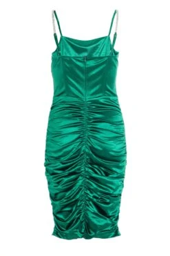 Green Satin Bodycon Midi Dress -Glamourista 00100031832 ZB