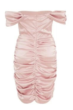 Pink Satin Bardot Bodycon Dress -Glamourista 00100032083 ZB