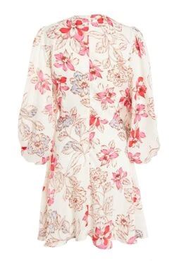 Pink Floral Satin Skater Dress -Glamourista 00100032766 ZB