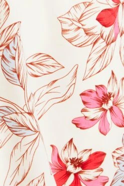 Pink Floral Satin Skater Dress -Glamourista 00100032766 ZS