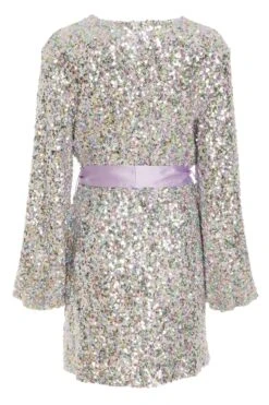 Petite Multicoloured Sequin Wrap Dress -Glamourista 00100032821 ZB
