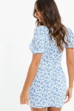 Blue Ditsy Floral Bodycon Mini Dress -Glamourista 00100033133 XB