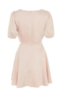 Pink Satin Cut Out Skater Dress -Glamourista 00100033145 ZB