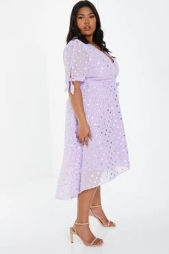 Curve Lilac Spot Print Midi Dress 9 Curve Lilac Spot Print Midi Dress -Glamourista 00100033188 XS