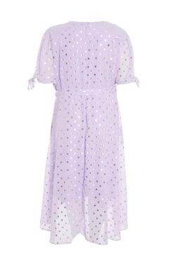 Curve Lilac Spot Print Midi Dress 10 Curve Lilac Spot Print Midi Dress -Glamourista 00100033188 ZB
