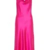 Hot Pink Satin Slip Midi Dress
