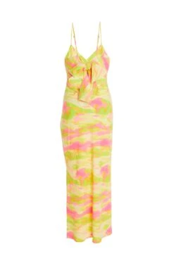 Lime Marble Print Tie Back Midi Dress 10 Lime Marble Print Tie Back Midi Dress -Glamourista 00100033378 ZB