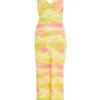 Lime Marble Print Tie Back Midi Dress