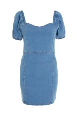 Blue Denim Sweetheart Bodycon Mini Dress