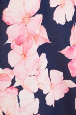 Curve Navy Floral Frill Hem Midi Dress -Glamourista 00100034136 ZS