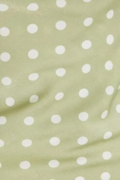 Sage Polka Dot Satin Midi Dress -Glamourista 00100034227 ZS