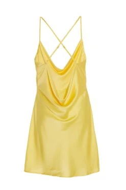 Yellow Satin Mini Dress -Glamourista 00100034722 ZB