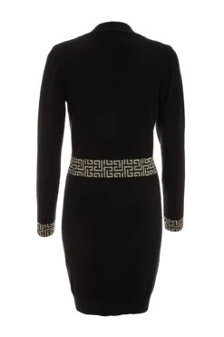 Black Geometric Knitted Mini Dress -Glamourista 00100034801 ZB
