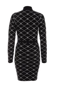 Black Light Knit Geometric Mini Dress -Glamourista 00100034815 ZB