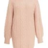 Pink Roll Neck Knitted Mini Jumper Dress