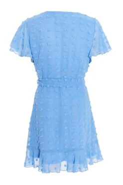 Petite Blue Chiffon Polka Dot Skater Dress -Glamourista 00100034937 ZB