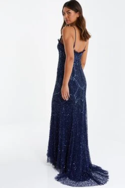 Navy Sequin Maxi Dress -Glamourista 00100034938 XB