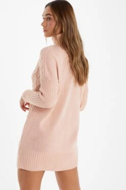 Pink Knitted Pearl Mini Jumper Dress -Glamourista 00100034982 XB