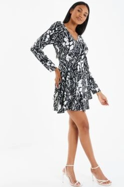 Black Animal Print Mini Dress -Glamourista 00100035021 XS