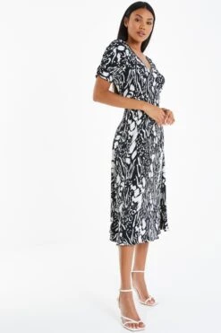 Black Animal Print Midi Dress -Glamourista 00100035022 XS