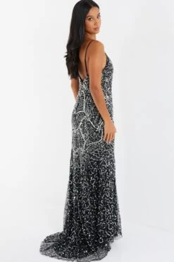 Petite Black Sequin Maxi Dress -Glamourista 00100035040 XB