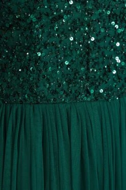 Petite Green Embellished Tulle Midi Dress -Glamourista 00100035042 ZS
