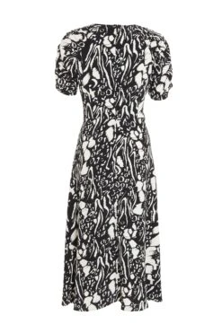 Petite Black Animal Print Midi Dress -Glamourista 00100035125 ZB