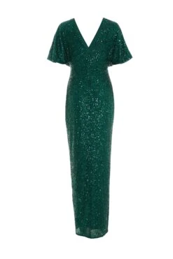 Green Sequin Batwing Maxi Dress -Glamourista 00100035142 ZB