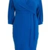 Curve Royal Blue Puff Sleeve Wrap Midi Dress