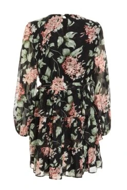 Black Floral Tiered Skater Dress 10 Black Floral Tiered Skater Dress -Glamourista 00100035157 ZB