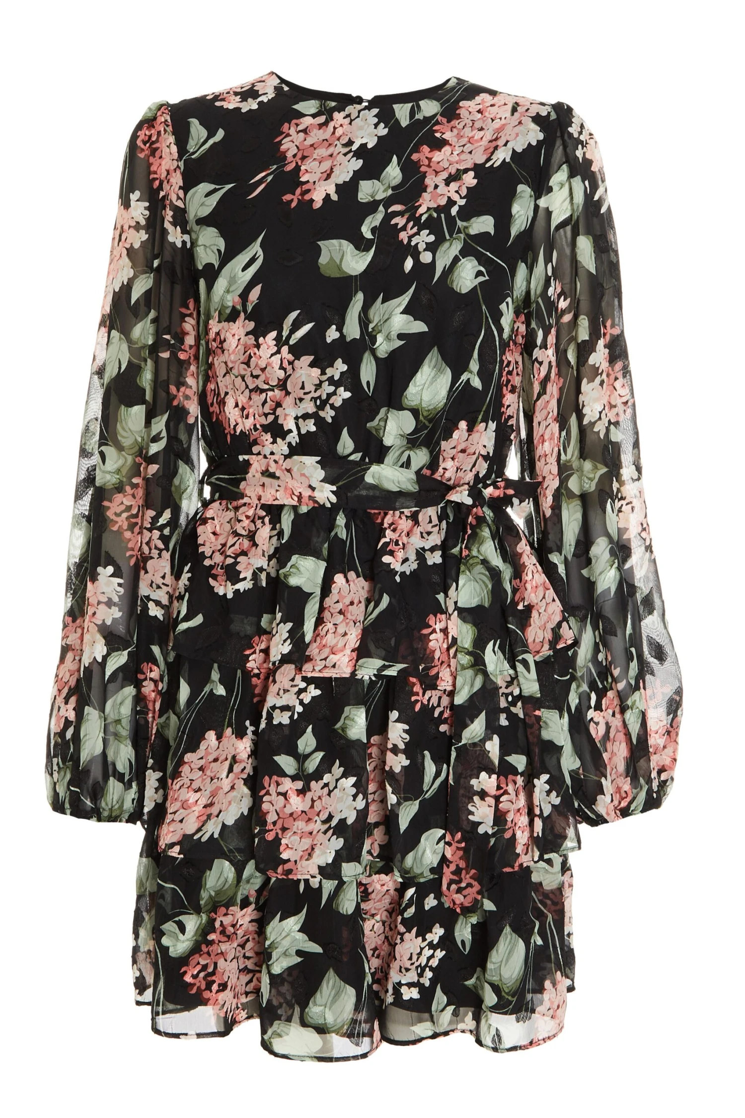 Black Floral Tiered Skater Dress 1 Black Floral Tiered Skater Dress