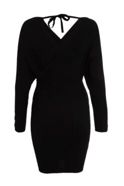 Black Knitted Chain Mini Dress -Glamourista 00100035241 ZB