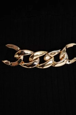 Black Knitted Chain Mini Dress -Glamourista 00100035241 ZS