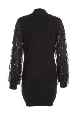 Black Knitted Embellished Mini Dress -Glamourista 00100035261 ZB