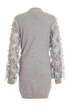 Grey Knitted Embellished Mini Dress -Glamourista 00100035262 ZB