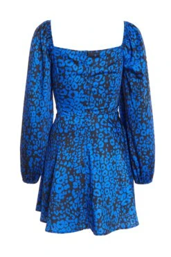 Petite Royal Blue Animal Print Mini Dress -Glamourista 00100035337 ZB