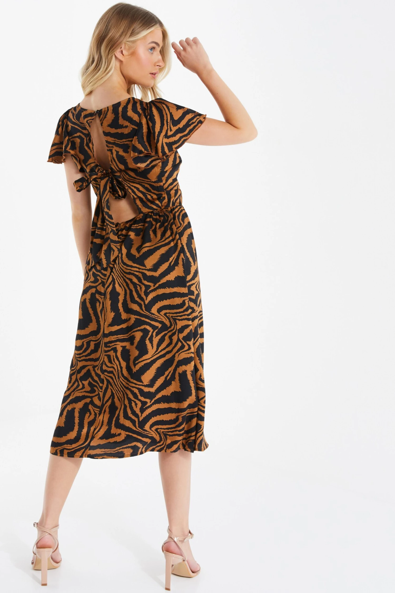 Petite Rust Animal Print Midi Dress 3 Petite Rust Animal Print Midi Dress - Image 3