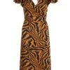 Petite Rust Animal Print Midi Dress